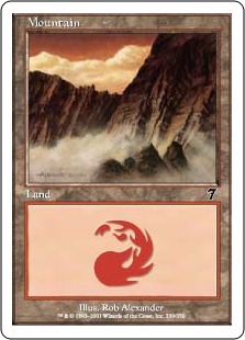 Mountain (3) (foil) (EX)