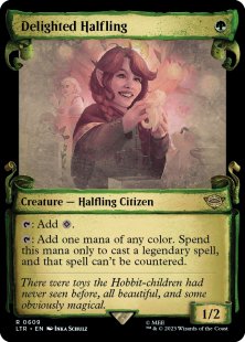 Delighted Halfling (#609) (silver foil) (showcase)