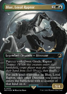 Blue, Loyal Raptor (emblem) (foil) (borderless)