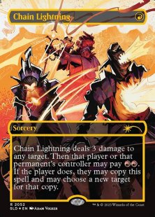 Chain Lightning (#2052) (Everything is on Fire) (raised foil) (borderless)