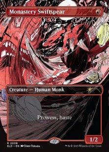 Monastery Swiftspear (#2038) (vroooOOOMMMMMM!) (foil) (borderless)