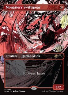 Monastery Swiftspear (#2043) (vroooOOOMMMMMM!) (raised foil) (borderless)
