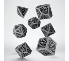 Q WORKSHOP Set De Dados Enanos Blancos Y Negros RPG – 7 Dados Poliédricos Grabados, Para DnD, Pathfinder, Fabricados En Polonia