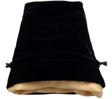 FanRoll - Small Velvet Dice Bag: Black with Gold Satin