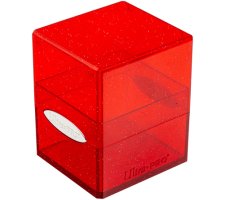 Deckbox Satin Cube Red with Silver Glitter