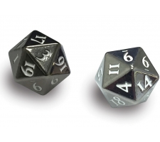 Dice Set D20 Heavy Metal: Gun Metal (2 stuks)