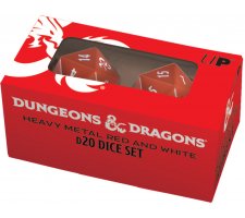 Dungeons and Dragons: Heavy Metal Dice Set D20 - Red and White (2 pieces)
