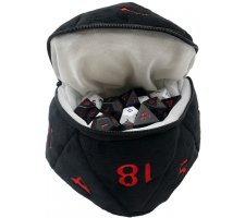 Plush Dice Pouch D20 Dungeons and Dragons - Black & Red