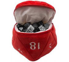 Plush Dice Pouch D20 Red