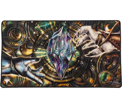 Playmat Black Stitched Dominaria United: Stained Glass Planeswalker Symbol