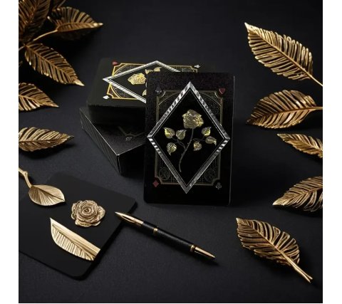 Speelkaarten: Zwart Gouden Roos (100% Kunststof)