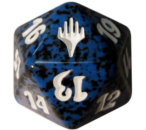 Spindown Die D20 Planeswalker Symbol (Blue / Black)