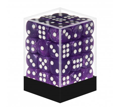 Dice Set D6 Marbled Purple/White (36 stuks)