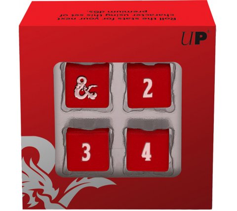 Dungeons and Dragons: Heavy Metal Dice Set D6 - Red and White (4 pieces)