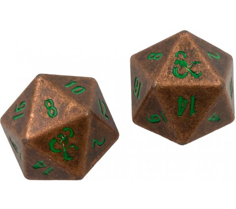 Dungeons and Dragons Heavy Metal Dice Set D20: Feywild Copper and Green (2 stuks)