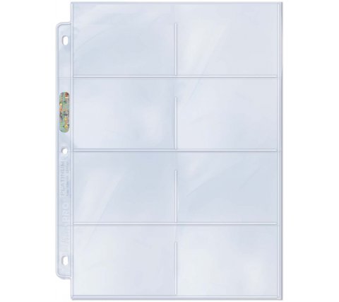 8 Pocket Pages Top Loading Clear Platinum (100 pieces)
