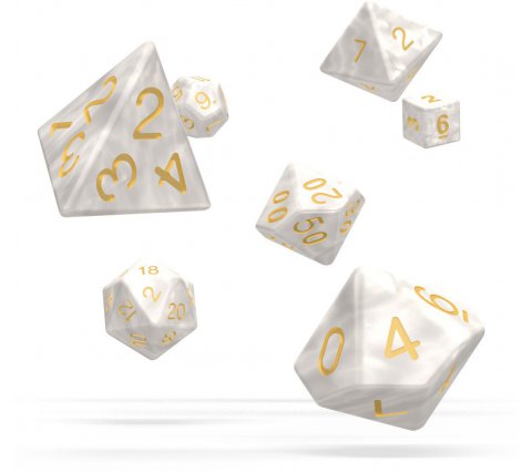 Oakie Doakie Dice Set RPG Marble: White (7 stuks)