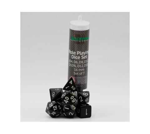 Role Playing Dice Set Solid Black (7-delig)