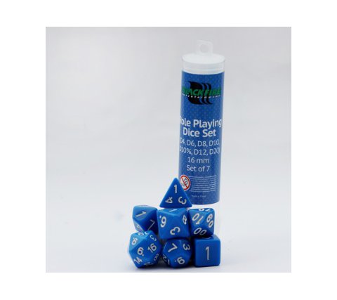 Role Playing Dice Set Solid Blue (7-delig)