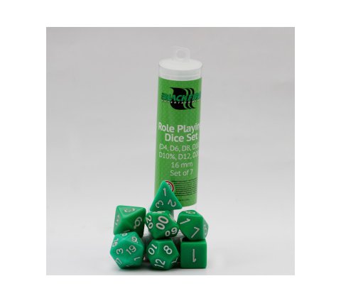 Role Playing Dice Set Solid Green (7-delig)