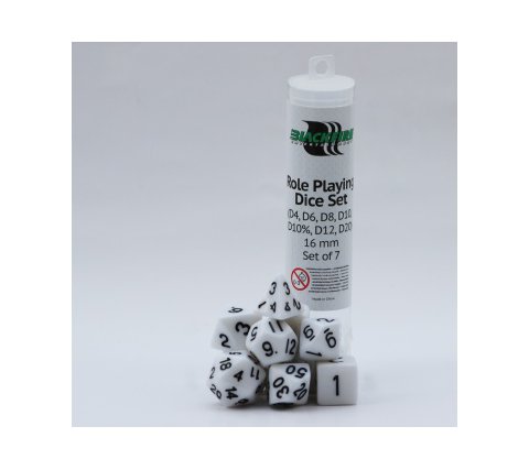 Role Playing Dice Set Solid White (7-delig)