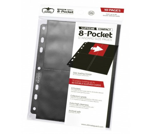 Ultimate Guard 8 Pocket Compact Pages Side Loading Black (10 stuks)