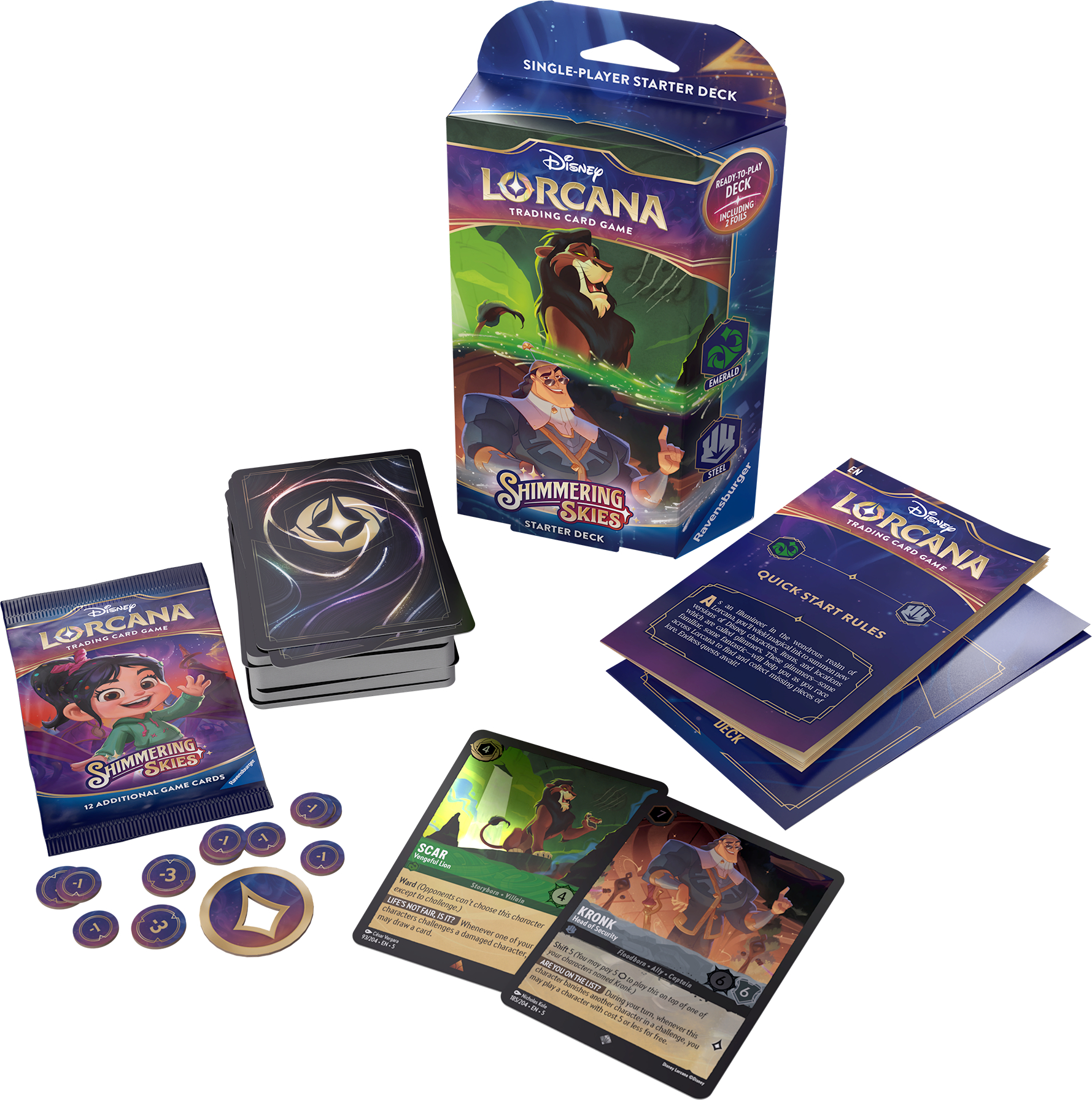 lorcana starter decks card list set 5 Disney - Shimmering Skies Deck: Scar & Kronk (including booster) - Lorcana TCG Ranking Every Disney Lorcana Starter
